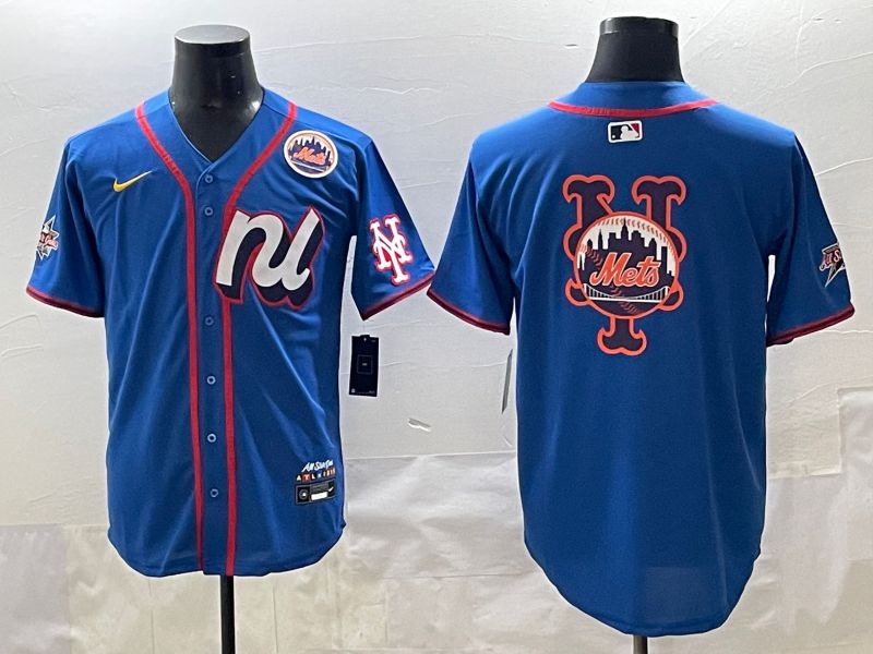 Men 2025 New York Mets Blank Blue All star Blank Blue Nike MLB Jersey style 4->new york mets->MLB Jersey